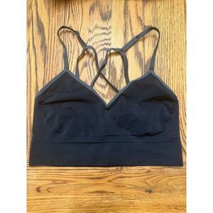 Nike Black Dri-Fit Unlined Unpadded V-Neck Seamless Strappy Sports Bra Small